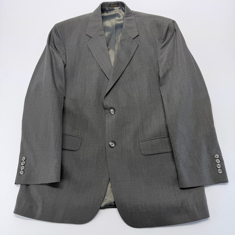J. Ferrar Mens Gray 100% Wool Two Button Suit Jacket Blazer 42R